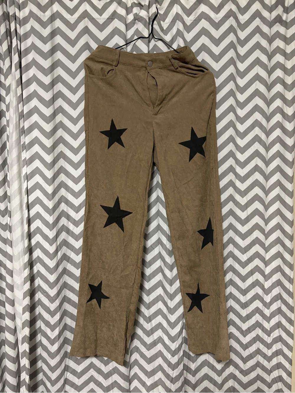 SHEIN black Star-Print Corduroy Pants